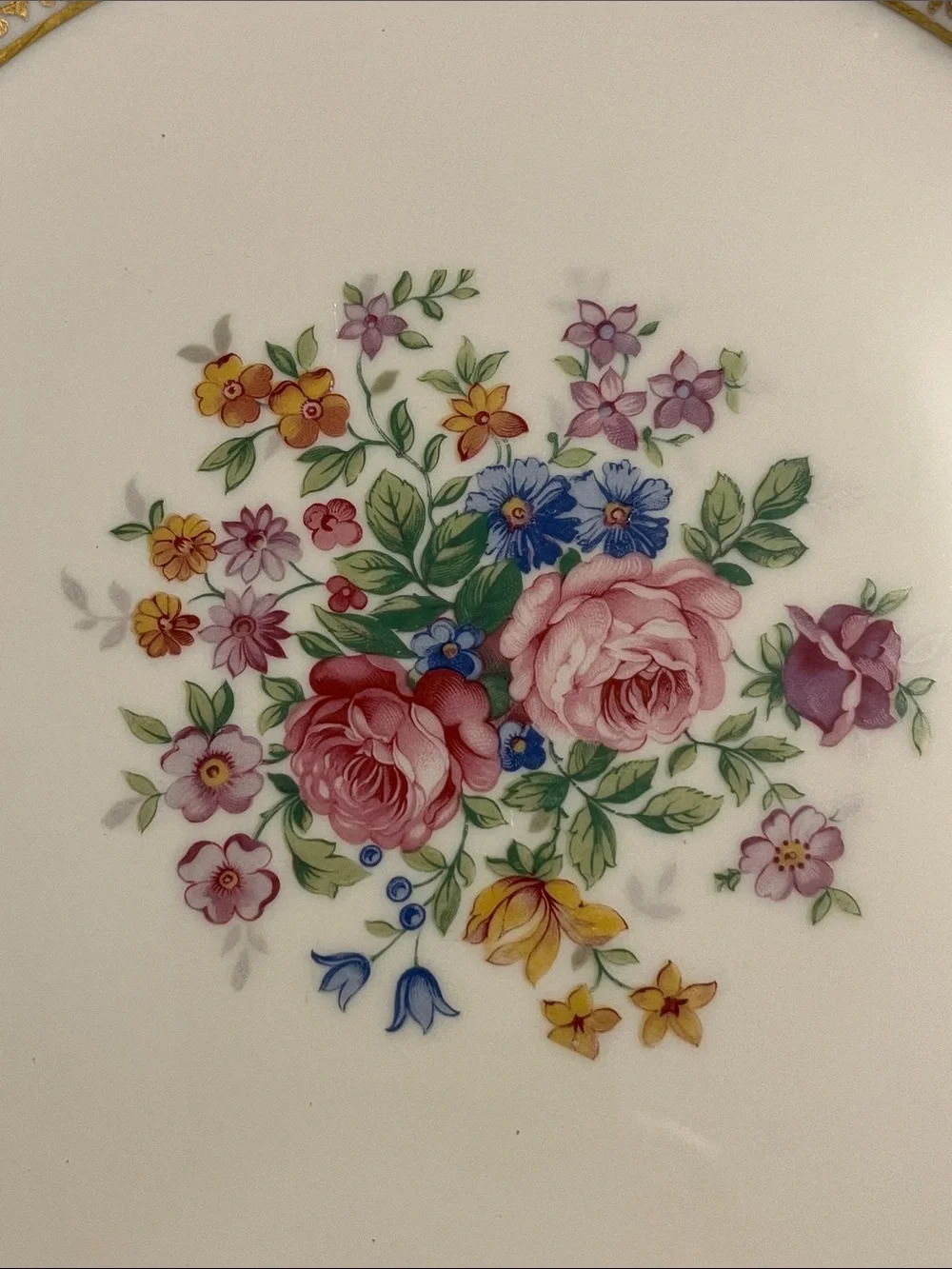 Classic Floral Dinner Plates – Green & Pink Pattern (Set of 4), vintage, bavaria